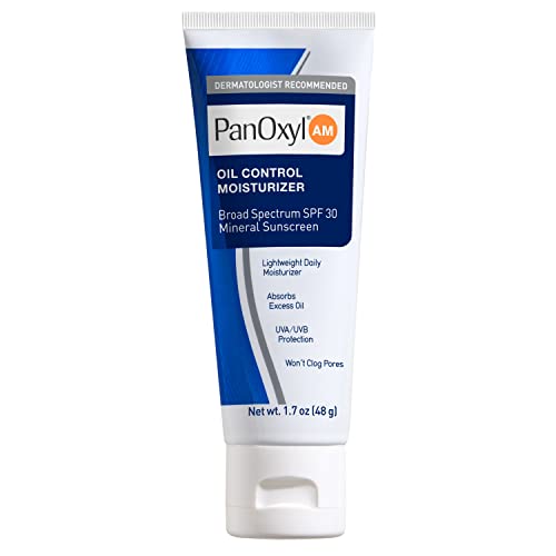 41-JlNiPQaL.jpg PanOxyl AM Oil Control Moisturizer, NEW Sheer Formula, Absorbs Excess Oil and Reduces Shine, with Mineral Sunscreen for Acne Prone and Oily Skin, Sheer for All Skin Tones - 1.7 oz - Image 1