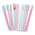 Fluent Writting Pen, 10 Pcs 0.38 mm 10 Color Black Ink Rolling Ball Cute Gel Ink Pen for Student and School Office Supplies (A)