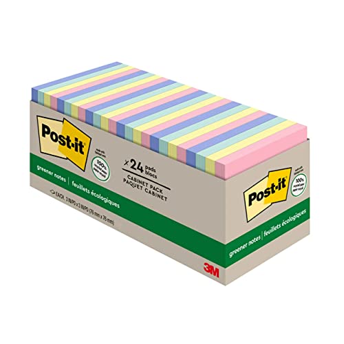 41Mzck2qaFL.jpg Post-it Greener Notes, 3x3 in, 24 Pads, America's #1 Favorite Sticky Notes, Sweet Sprinkles Collection, Pastel Colors, Clean Removal, 100% Recycled Material (654R-24CP-AP) - Image 1