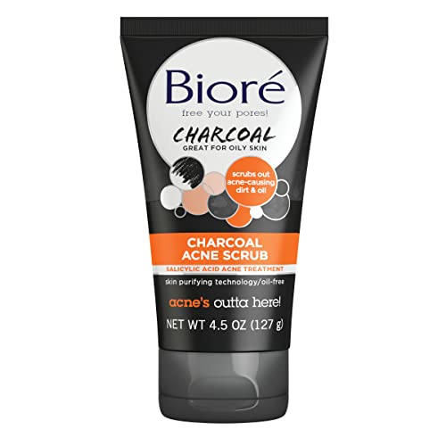 41PknfxyizL.jpg Bioré Charcoal Acne Face Scrub, with 1% Salicylic Acid and Natural Charcoal, Helps Prevent Breakouts and Absorb Oil for Deep Pore Cleansing, 4.5 Ounce (HSA/FSA Approved) - Image 1