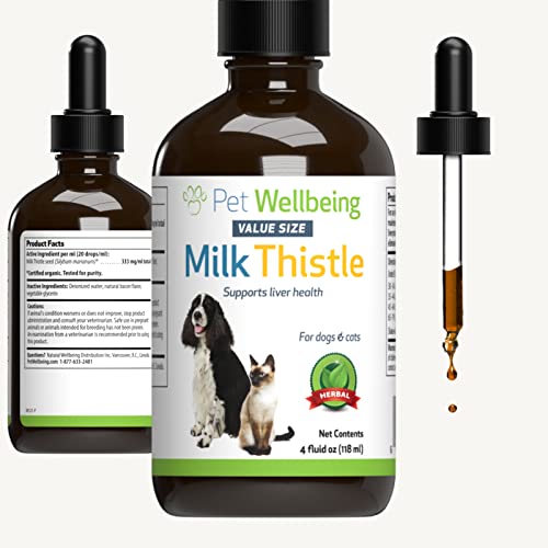 41Rq3H-ZxfL.jpg Pet Wellbeing Milk Thistle for Dogs & Cats - Supports Liver Health, Protects Liver - Glycerin-Based Natural Herbal Supplement - 4 oz (118 ml) - Image 1