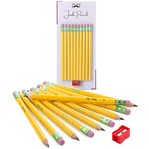 41g97-Zg5zL.jpg Mr. Pen- Jumbo Pencils, 10 Pencils and 1 Sharpener, Big Pencil, Fat Pencils, Jumbo Pencils for Preschoolers, Fat Pencils for Kindergarten, Thick Pencils, Big Pencils for Preschoolers, Large Pencil. - Image 1