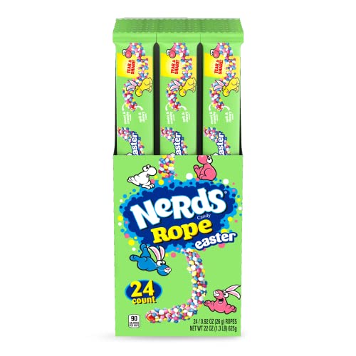 41kSiW5SHNL.jpg Nerds Rope Easter Candy | Single Serving Easter Candy Individually Wrapped | Full Size Candy for Easter Basket | Crunchy Chewy Gummy Candy Rope | 0.92 oz (Pack of 24) - Image 1