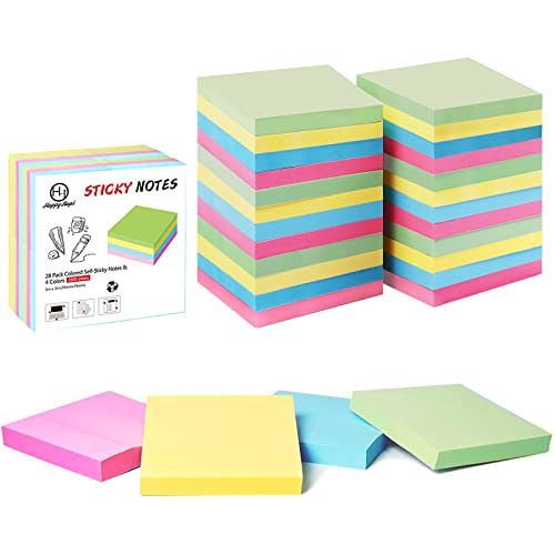 41ubFaT8W9L.jpg Sticky Notes 3x3 Inches Bulk 28 Pack 2800 Sheets Colored Self-Stick Pads, 100 Sheets/Pad, 4 Bright Colors (Yellow, Green, Pink, Blue) for Office Supplies, School, Home - Image 1