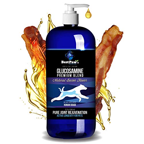 51YbTDQgrML.jpg Best Paw Nutrition - Bacon Flavor Liquid Glucosamine for Dogs & Cats - Joint Supplement for Hip & Joint Pain Relief Pets Love - 32oz - Image 1