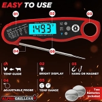 Alpha Grillers Instant Read Meat Thermometer for Grill and Cooking. Best Waterproof Ultra Fast Thermometer with Backlight & Calibration. Digital Food Probe for Kitchen, Outdoor Grilling and BBQ! - Image 4
