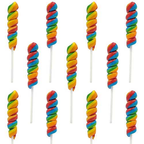 51uLeZJuRrL.jpg Rainbow Twist Lollipop, Mixed Fruit Flavor, Individually Wrapped Pop, 3" Inch Sucker (12-Pack) - Image 1