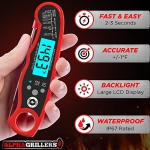Alpha Grillers Instant Read Meat Thermometer for Grill and Cooking. Best Waterproof Ultra Fast Thermometer with Backlight & Calibration. Digital Food Probe for Kitchen, Outdoor Grilling and BBQ! - Image 6