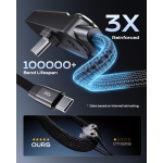 LOOHOI USB C to USB C Cable, 240W Fast Charging Cable with Built-in Phone Stand (5 FT, Black), Durable Braided Type-C Cable with 90° Angled T-Shaped Stand (1PCS) - Image 5