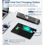 Jgstkcity Desk Clamp Power Strip USB C,40W Total Fast Charging Station,4 PD 20W USB C Ports,Desk Edge Mount Surge Protector,5 Outlets,Fit 1.96" Tabletop Edge,ETL Listed - Image 3