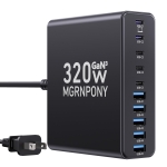 320W USB C Charger Block, 10-Port USB C Charging Station GaN III PD 65W Laptop Fast Charger Adapter for MacBook Pro/Air, DELL, iPad, iPhone, Samsung Galaxy Black - Image 2