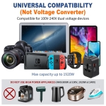 Travel Adapter USB C, Universal All in One Worldwide Travel Adapter Fast Charge GaN PD3.0 Type C USB-A Quick Charging Ports Power Converters Wall Charger AC Power Plug Adapter for USA EU UK AUS Black