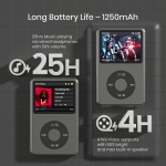64Gb Mp3 Player with Bluetooth Y1 Portable Music Digital Players Supports Playlist Audiobook Video Nice Gadget for Kids Black