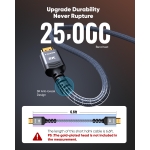 Highwings 8K 10K 4K HDMI Cable 48Gbps 6.6FT/2M, Certified Ultra High Speed HDMI Cable Braided Cord-4K@120Hz 8K@60Hz, DTS:X, HDCP 2.2 & 2.3, HDR 10 Compatible with Roku TV/PS5/HDTV/Blu-ray - Image 6