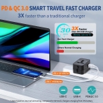 Travel Adapter USB C, Universal All in One Worldwide Travel Adapter Fast Charge GaN PD3.0 Type C USB-A Quick Charging Ports Power Converters Wall Charger AC Power Plug Adapter for USA EU UK AUS Black - Image 3