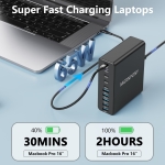 320W USB C Charger Block, 10-Port USB C Charging Station GaN III PD 65W Laptop Fast Charger Adapter for MacBook Pro/Air, DELL, iPad, iPhone, Samsung Galaxy Black - Image 4
