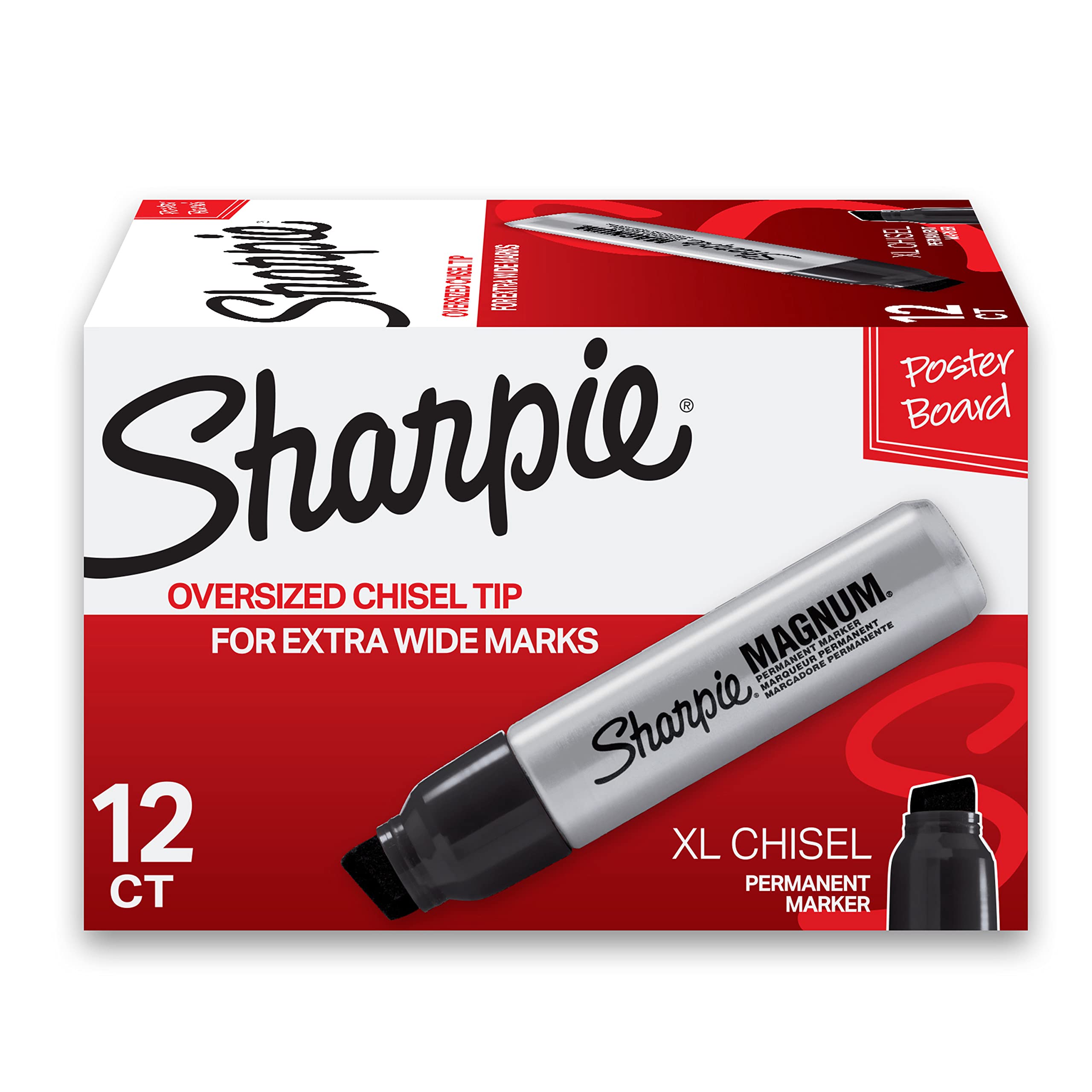 Version 1.0.0 SHARPIE Magnum Permanent Markers, Chisel Tip, Black, Pack of 12 - Image 1
