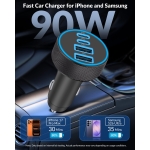 [4 in 1] USB C Car Charger, 4-Port 90W Super Fast Charging Cigarette Lighter Adapter, Dual 45W USBC & USB-A Multiport Car Phone Charger Accessories for iPhone 17 16 15 14 13 12, iPad, Galaxy, Tablet - Image 3