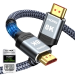 Highwings 8K 10K 4K HDMI Cable 48Gbps 6.6FT/2M, Certified Ultra High Speed HDMI Cable Braided Cord-4K@120Hz 8K@60Hz, DTS:X, HDCP 2.2 & 2.3, HDR 10 Compatible with Roku TV/PS5/HDTV/Blu-ray - Image 2