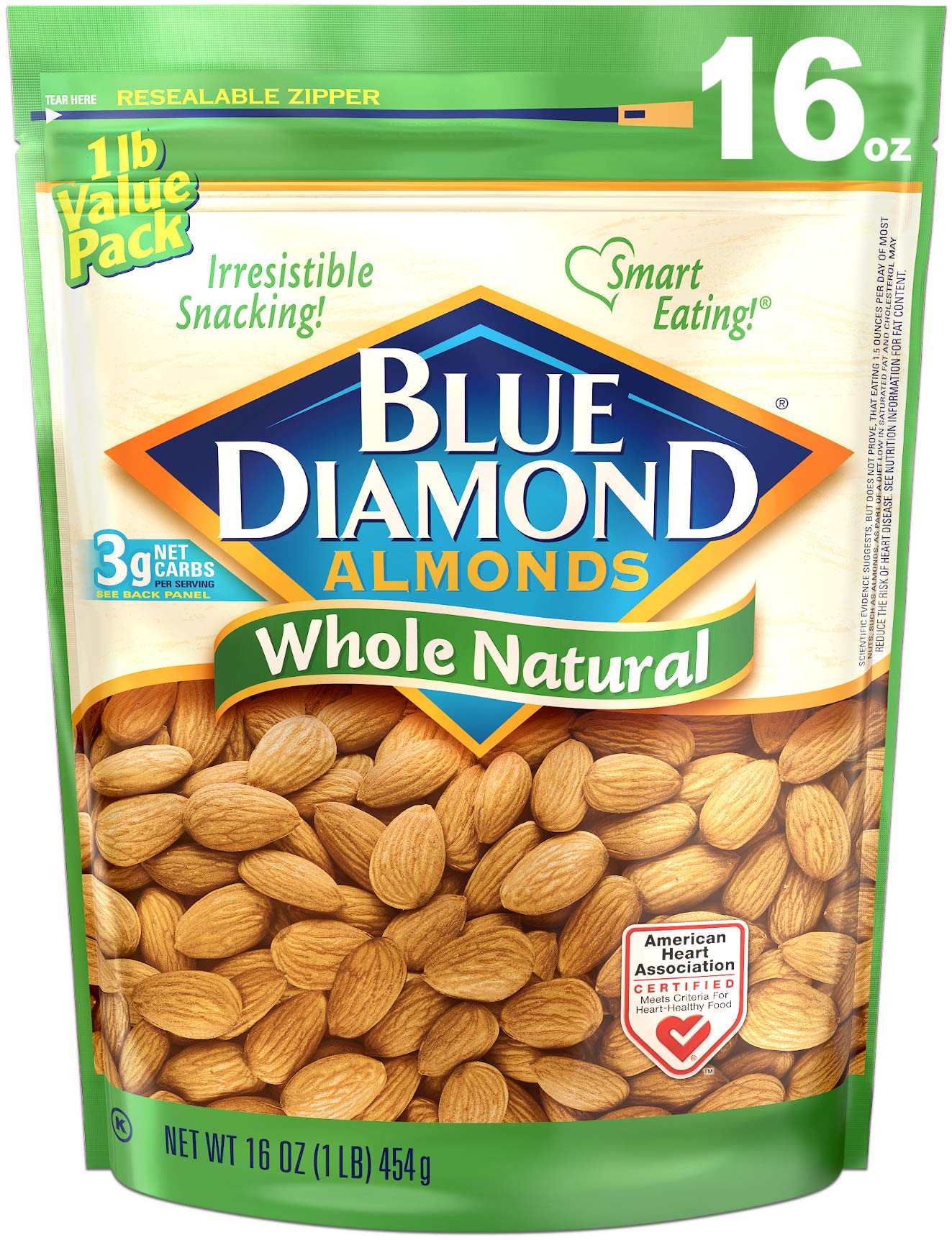81vClhrsZSL.jpg Blue Diamond Almonds Whole Natural, 16 oz. - Image 1